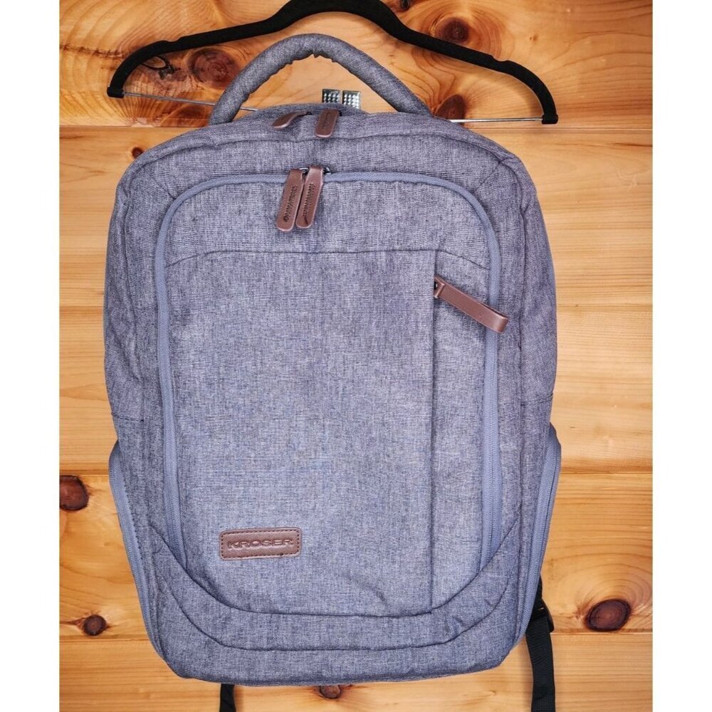 KROSER 17 Inch Travel Computer Backpack Gray Charger Cable
